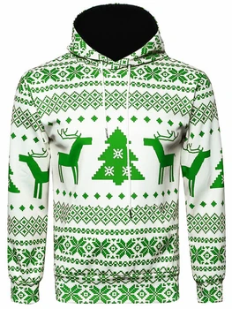 

Hooded Christmas Snowflake Geometric Print Hoodie