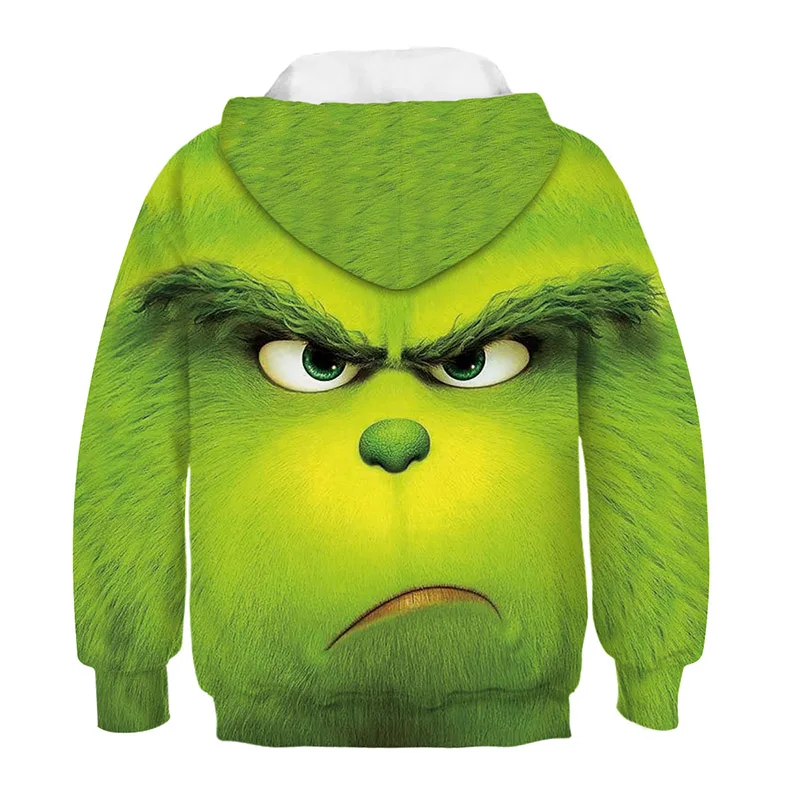 3D Printed Movie Grinch Hoodie Unisex Hooded Girls Boys Sweatshirt Kids Clothes Autumn Long Sleeve