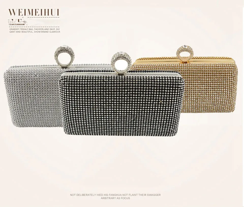 

Mermaid Diamond Evening Bag Ring Head Diamond Bride Banquet Clutch Silver 6 P Mobile Phone WOMEN'S Bag Square Sling Bag
