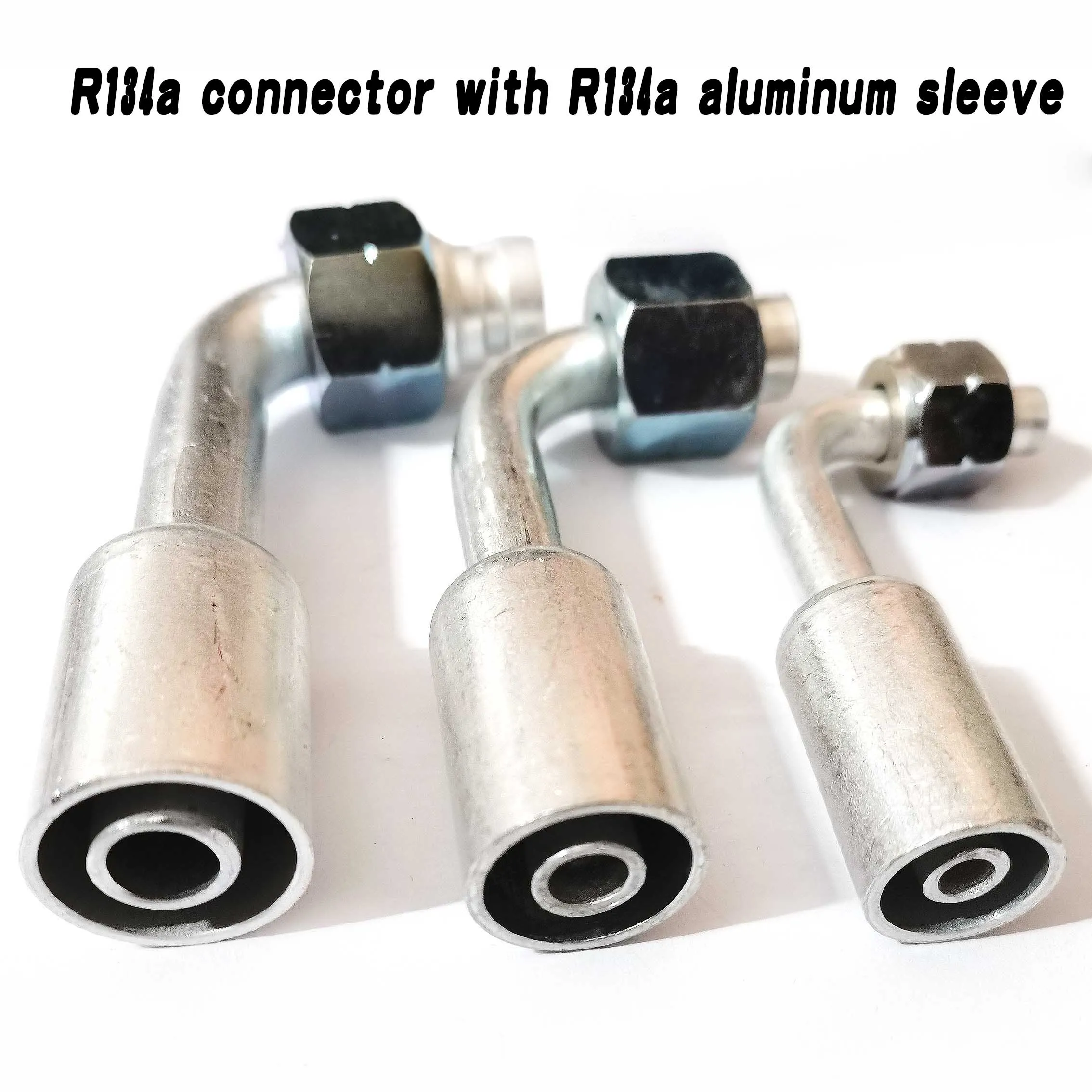 # 6 # 8 10 R134a 90 Degree with R134a Aluminum Sleeve Barb O-Ring Thread for Auto A/C Air Conditioning Lower Barrier Hose