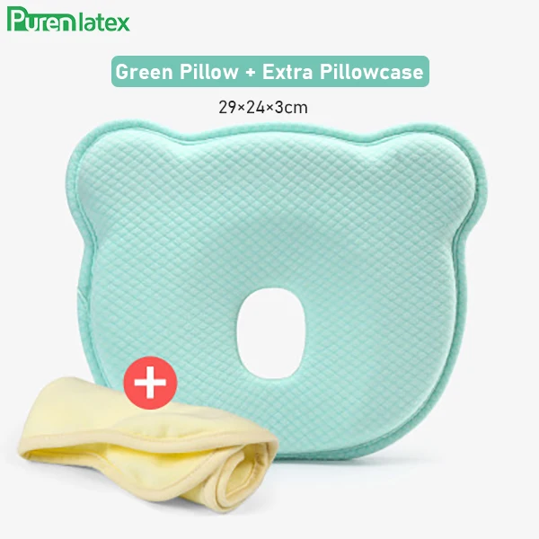 Purenlatex Детские подушки 0-12 месяцев пены памяти Ортопедические летние дышащие фиксированной головы типа - Цвет: PillowAndCaseGreen