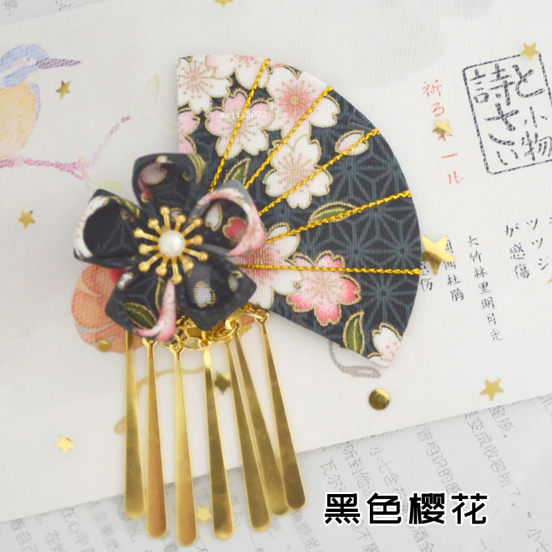 Ручная работа один кусок японский традиционный косплей аксессуар кимоно Сакура подвесной веер шпилька для волос - Цвет: color3