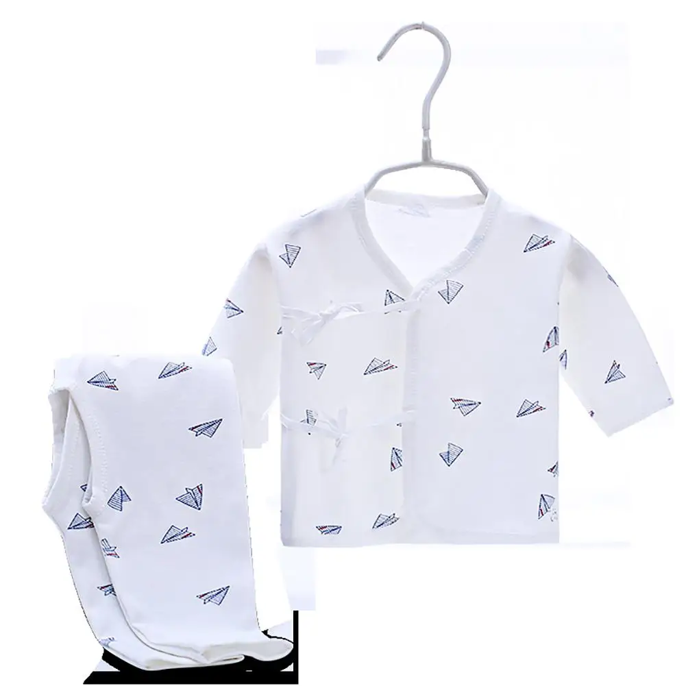 Kidlove 2 шт./компл. для мальчиков и девочек от 0 до 3 месяцев, симпатичная детская одежда из хлопка для младенцев, костюм с галстуком-бабочкой топы с длинными рукавами и штаны - Цвет: Paper plane