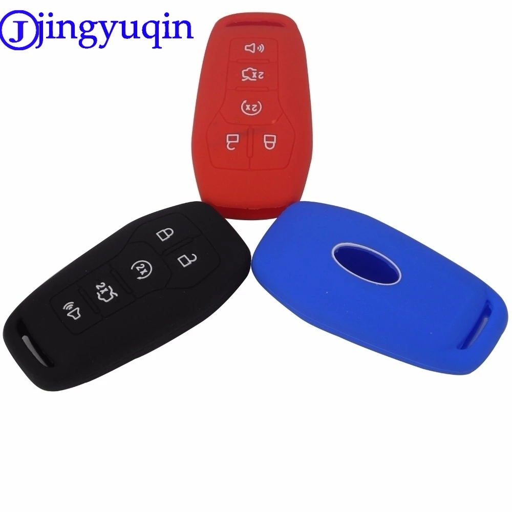 jingyuqin Remote 5 Buttons Silicone Car Key Cover Case For FORD EXPLORER Fusion Mustang F150 Lincoln MKZ MKC Smart |
