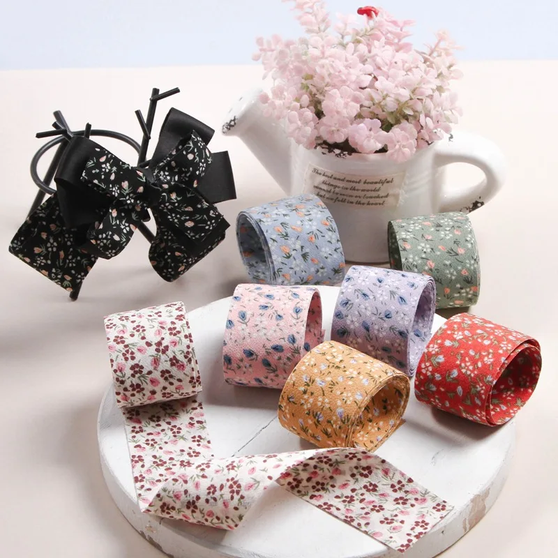 5 yards Double-sided floral chiffon Ribbon DIY Crafts Wedding Party Decor Gift Bouquet Packaging Hairwear Bow Material ribbon decoration,ribbon supplies,webbing craft supplies,chiffon silk ribbon,chiffon ribbon