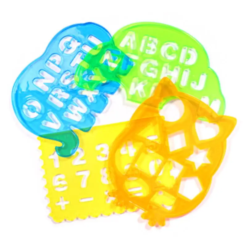 

Alphanumeric Shape Flower Ruler Painting Template Set Owl Elephant Car Cute Color EVA Material Linyi Ruler