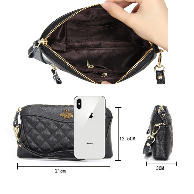 Fashion Top Layer Cowhide Wallet Shell Type Soft Zipper Handbag for Woman Designer Brand Clutch Lovely Purse Long Wallet women handbag