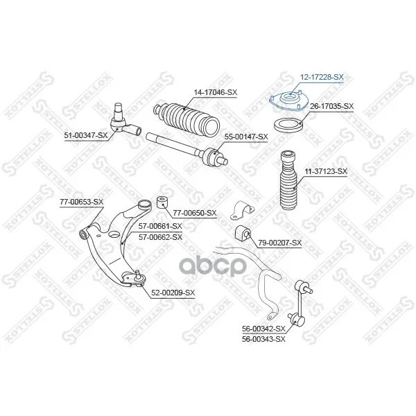 12-17228-Sx_опора Амортизатора Переднего! Mitsubishi Grandis Na4w/Na8w 2003-2009 Stellox 1217228sx Stellox арт. 1217228SX