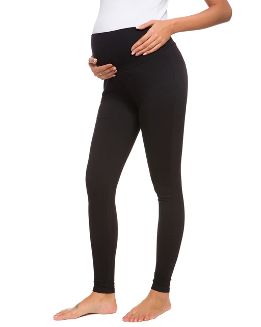 Maternity Women's Maternity Full Length French Terry Secret Fit Belly Leggings Elastic Stretch Soft Sports Pants Yoga Pants pic