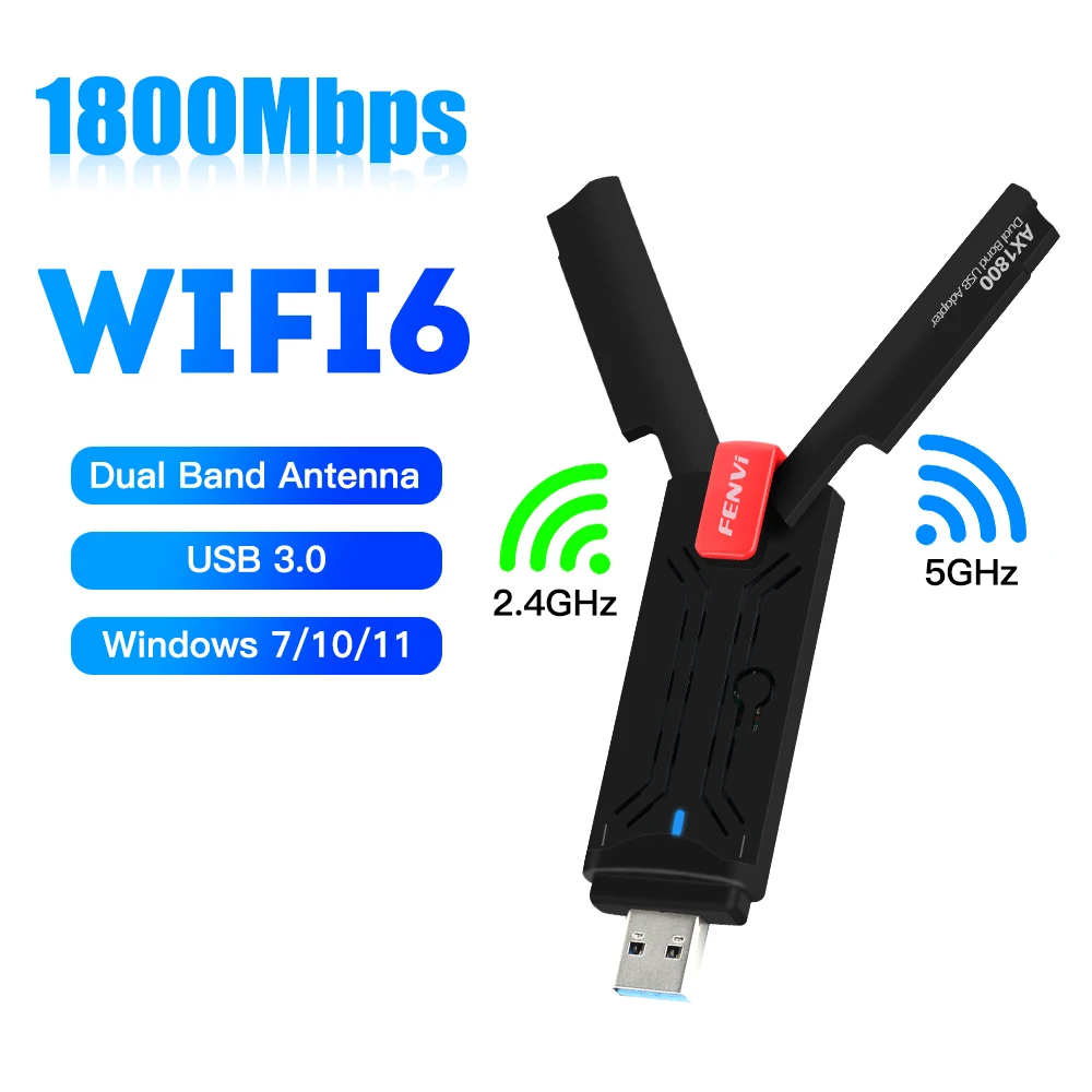 

Fenvi Wi-Fi 6 USB-адаптер 1800 Мбит/с 5 ГГц/2,4 ГГц