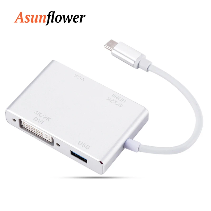 USB C (Type C) к 4K HDMI адаптер DVI VGA мультипортовый конвертер с 3 0 usb хаб ПК Компьютерные