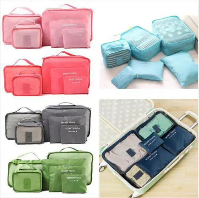 6PCS Waterproof Travel Storage Bag Clothes Packing Cube Luggage Organizer Sets Nylon Home Storage Travel Bags 3