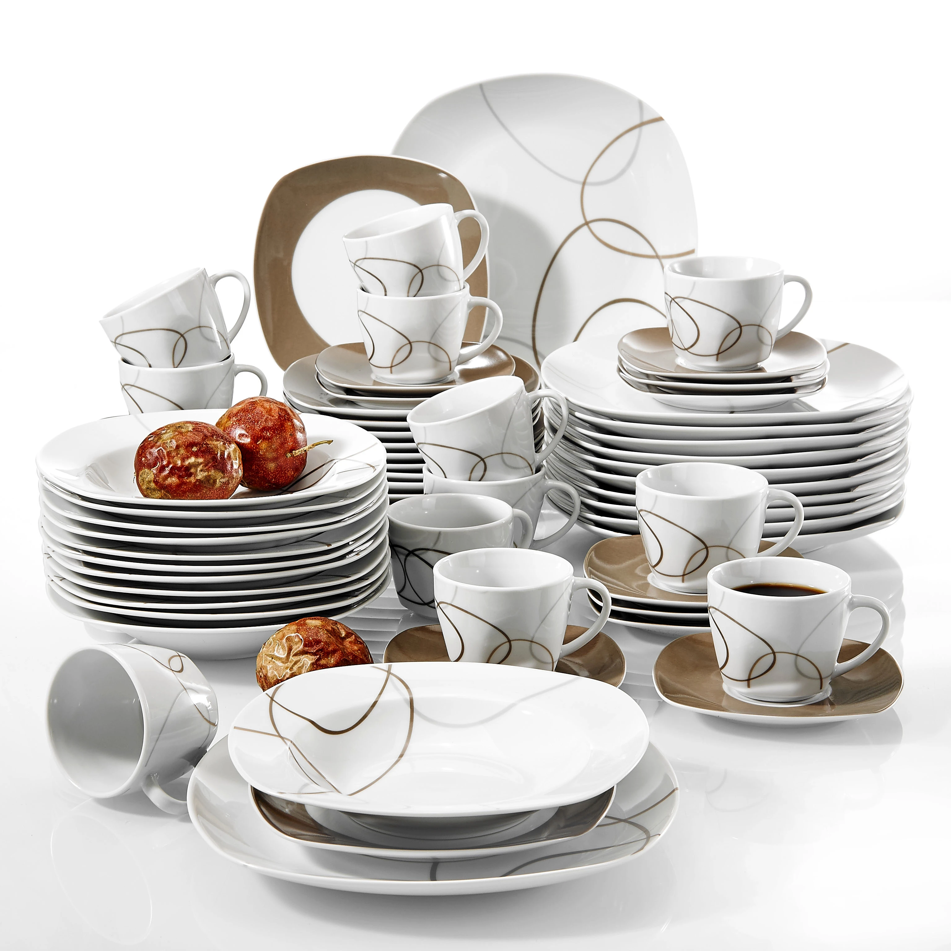 Veweet Nikita 60 Piece Porcelain Ceramic Kitchen Dinner Plate Set With Dessert Plates Soup Plates Dinner Plates Cups Saucers Dinnerware Sets Aliexpress