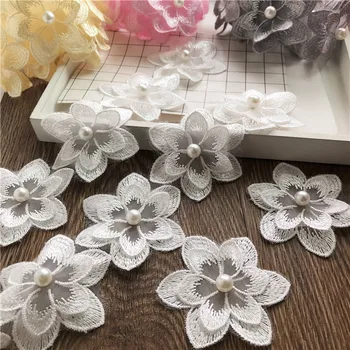 

Eugen yarn nail pearl lace clothing accessories wedding dress embroidery mesh yarn flower lace fabric spot