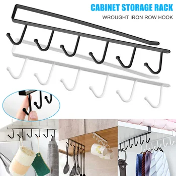 

Under Cabinet Hanger Rack with 6 Hooks Kitchen Cupboard Storage Shelf Hook JS23
