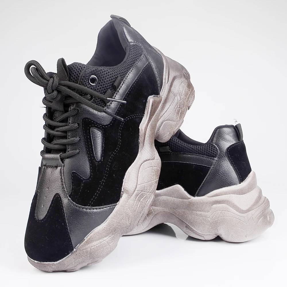 ladies black trainers with black sole