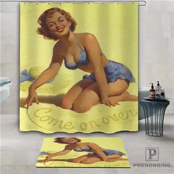 

Custom pin-up-girl (4) Waterproof Shower Curtain Doormat Home Bath Bathroom Polyester Fabric Multi Sizes#2019-1-05-71