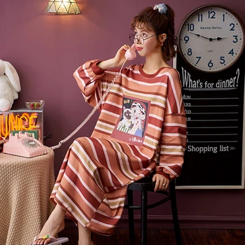 

Sexy Nightgown Striped Sleeveless Summer Sleepwear Large Size Cotton Nightress Casual Women Healthy Fashion Homeclothe For Women