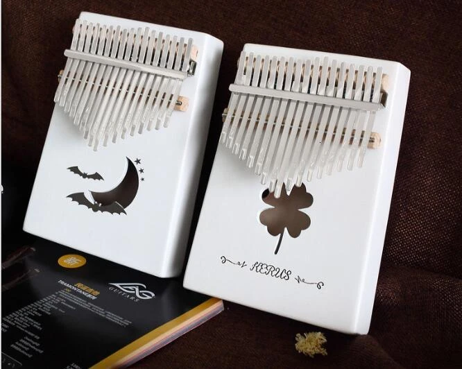 

Portable Kalimba Thumb Piano 17 Key Tuning Beginner Getting Started White Cartoon Pattern Musical Instrument Piano