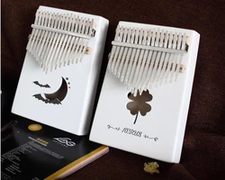 Portable Kalimba Thumb Piano 17 Key Tuning Beginner Getting Started White Cartoon Pattern Musical Instrument Piano Portable Kalimba Thumb Piano 17 Key Tuning Beginner Getting Started White Cartoon Pattern Musical Instrument Piano