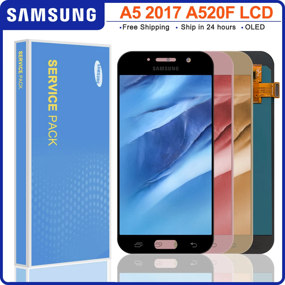 Super Amoled для SAMSUNG GALAXY A5 2017 A520 A520F A520K ЖК-дисплей с сенсорным экраном дигитайзер в