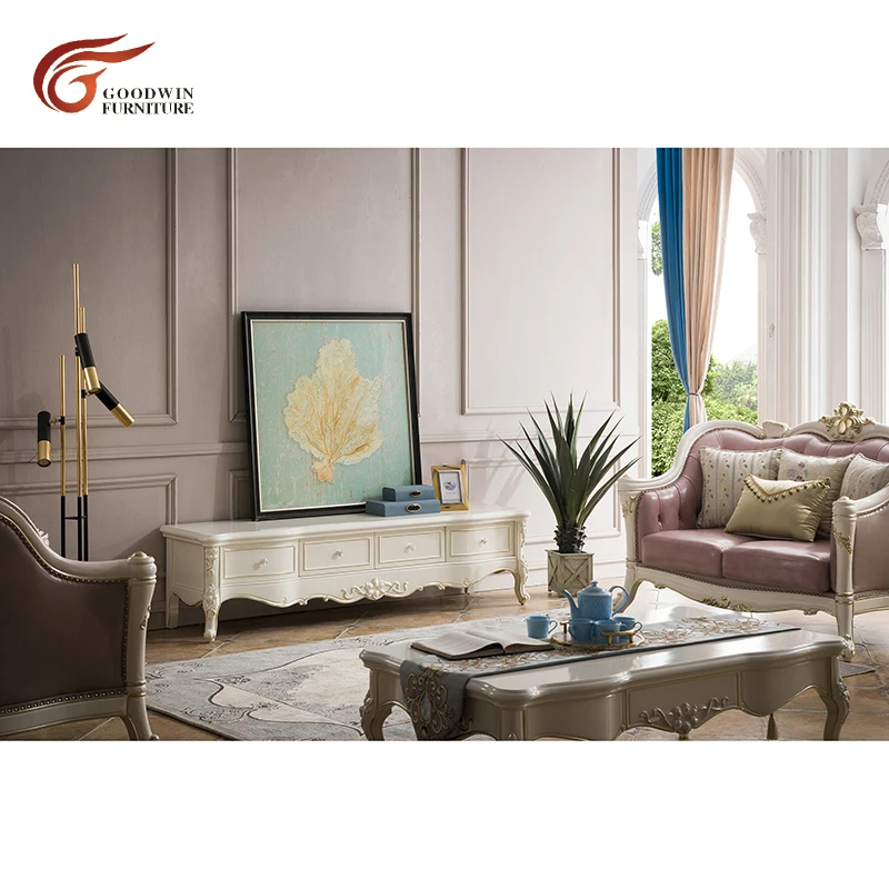 

Wooden luxury modern tv cabinet of white color TV cabinet WA562