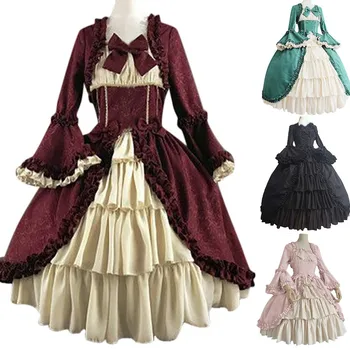 

JAYCOSIN fashion style Elegant Party Dress Vintage Gothic punk evening party dresses Patchwork Bow Dress Court Square Collar 23