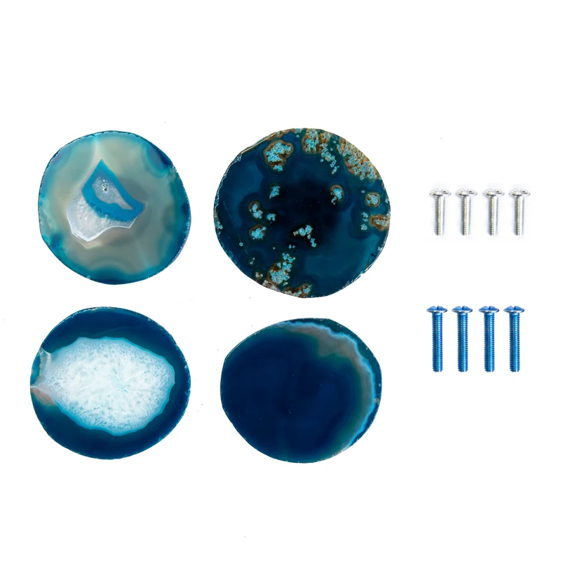 

4Pcs/set Natural pattern shape Agate Stone Cabinet Knobs Drawer Handles for Furniture Hardware Home Decoration with Screw