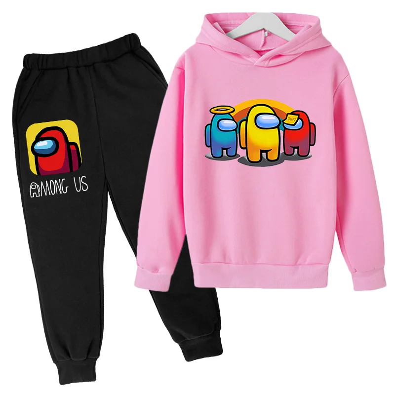 Youth Pullover Hoodie Among Us Sweatpants Suit Hooded Tracksuit Sweatshirt Set for Boys Girls 