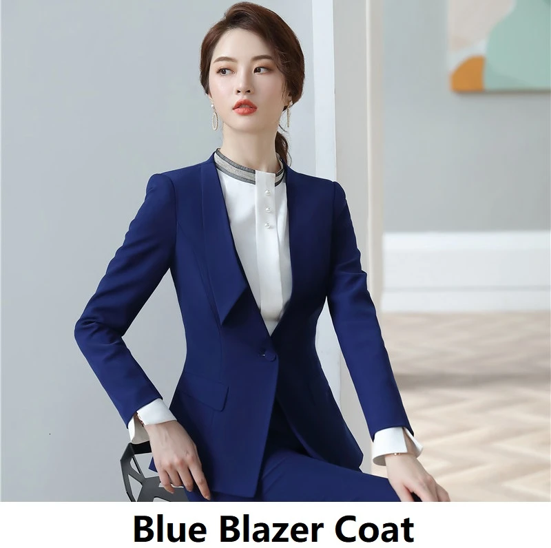 Navy Blue Для женщин профессиональный стиль OL с длинным рукавом блейзеры куртки пальто для леди Офисная Рабочая одежда Blaser профессиональная Верхняя одежда Топы Blaser - Цвет: Navy Blue