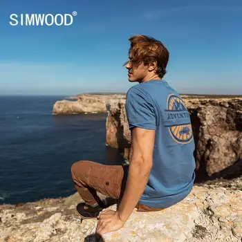 

SIMWOOD 2020 summer new t-shirt men back logo print short sleeve t shirt plus size fashion 100% cotton tops SJ120056