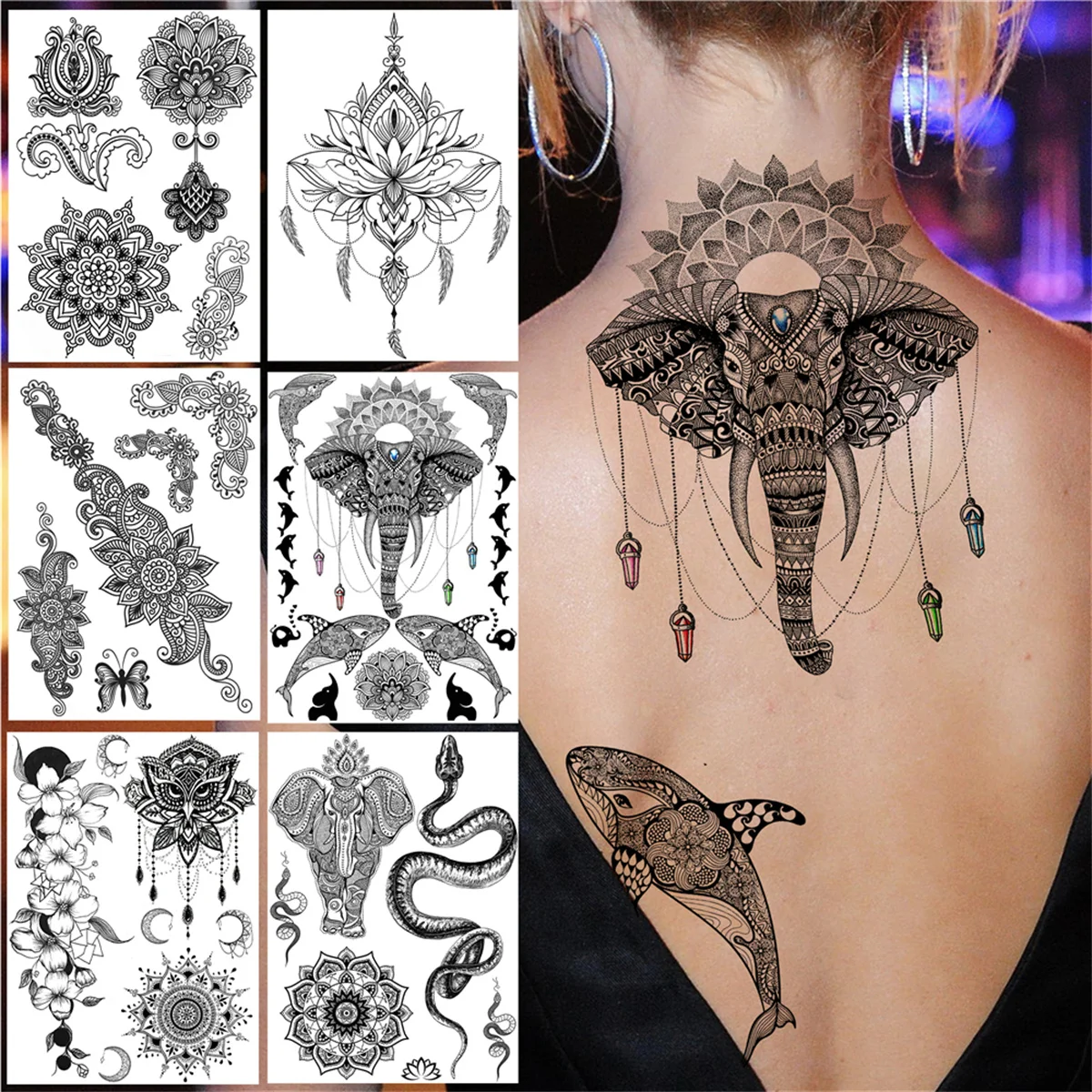 Minimalist Elephant Temporary Tattoo Set (2 tattoos) – TattooIcon