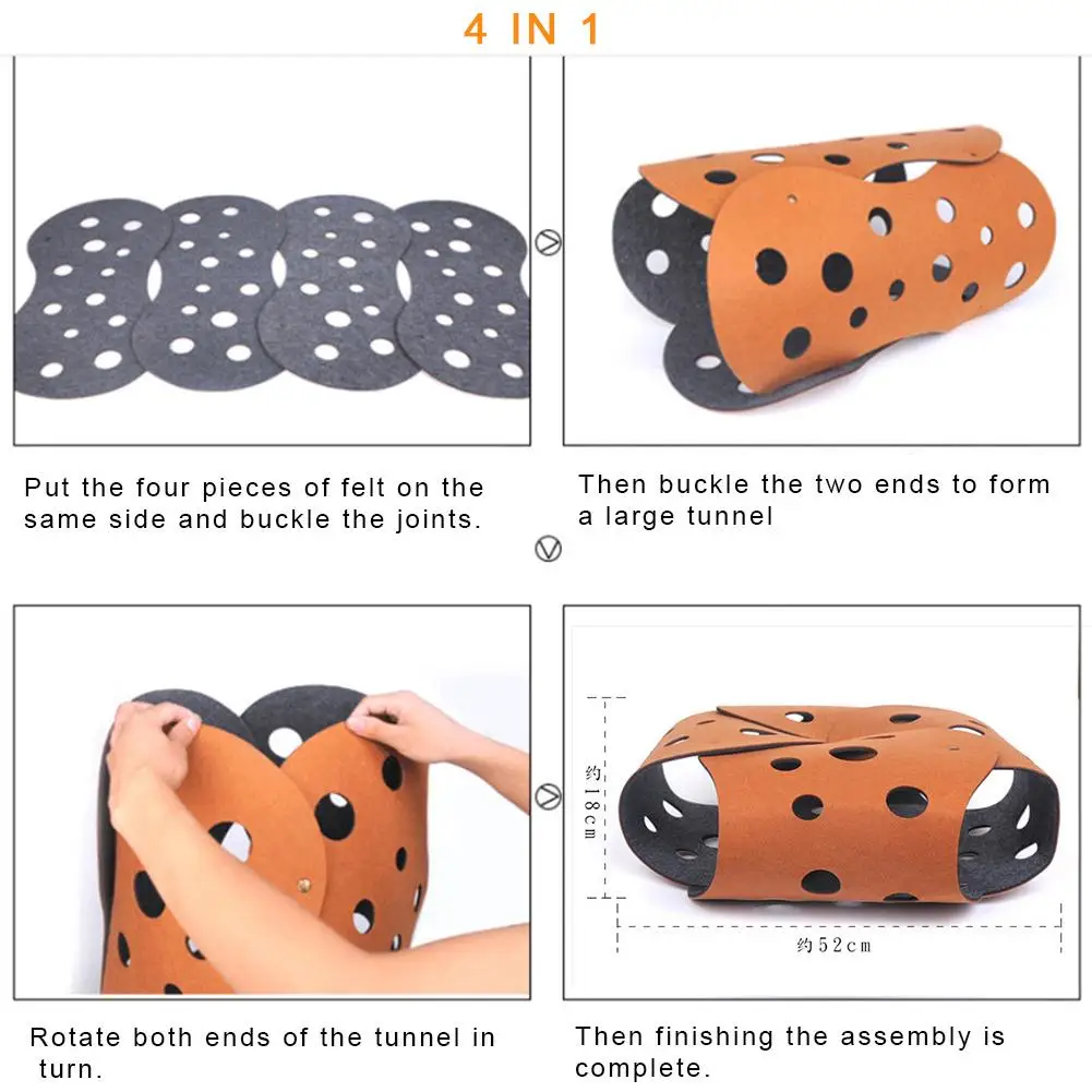 2PCS DIY Wool Felt Cat Tunnel Pet Channel Roll Dragon Cat Litter Four Seasons Universal Removable Washable Hole Wool Pad Cat Toy