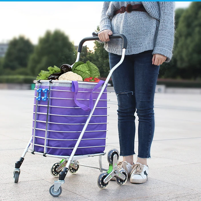  Shopping Cart Small Cart Climbing Building Shopping Cart Collapsible Portable Household Trolley Tra