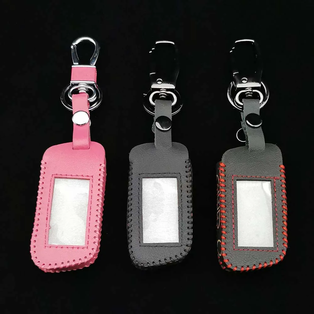 Key Case Key Case Cover Car Key Shell Remote Control Case Cover 100% Leather Key Case For Starline A93 A63 Car Alarm Remote Controller LCD Keychain Cover Accessories
