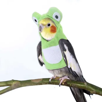 

3 Size Funny Frog Shaped Birds Clothes Parrots Costume Cosplay Winter Warm Hat Hooded Pet Accessories for Parakeet Cockatiel