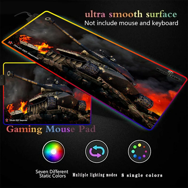 

World of Tanks Gaming RGB Mouse Pad Big Computer Mouse Pad Mousepad Backlit Mause Pad 900x400 800*300 Carpet Keyboard Desk Mat