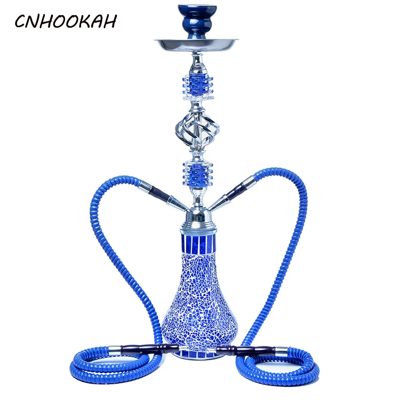 

CNHOOKAH Double Plastic Pipe Hookah Arab shisha Acrylic cachimba Stone Grain Glass Base Hookahs KTV Bar narguilé Gift Box