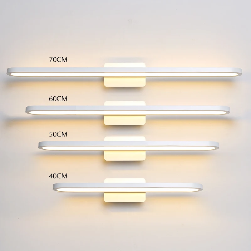 Черный/белый современный светодиодный зеркальный светильник 40-70 см противотуманный светильник для ванной комнаты AC220V 110V настенный светильник для ванной комнаты