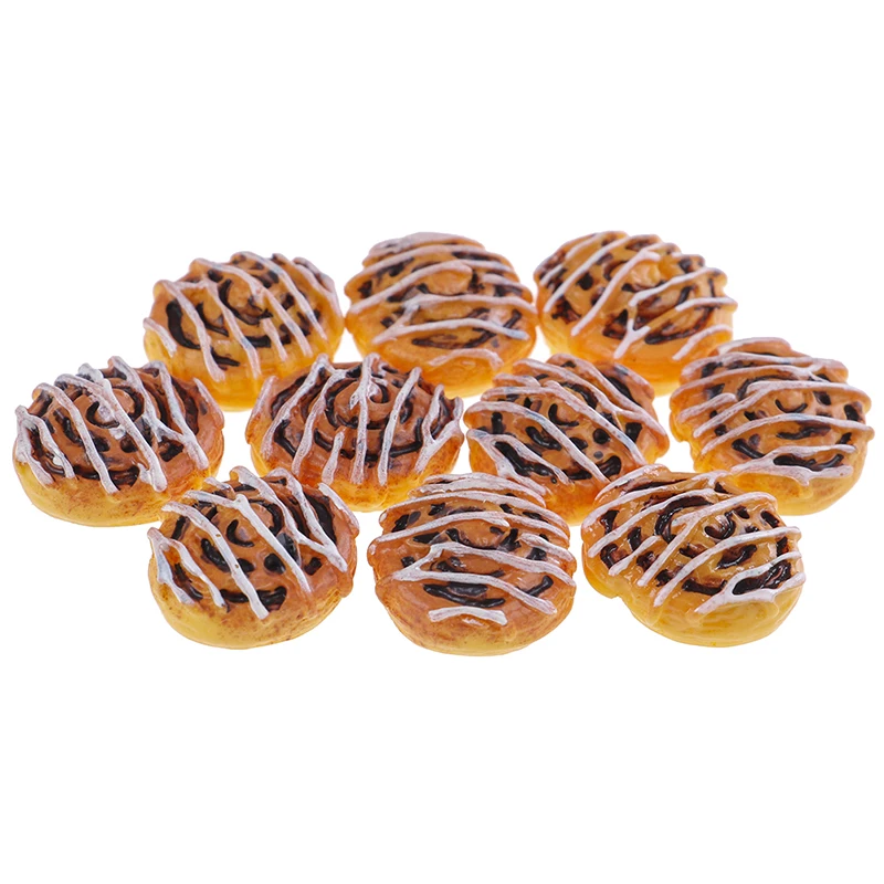 10PCS DIY Resin Fake Bread Food Miniature Flat Back Cabochon Flatback Embellishment Accessories Scrapbooking Decoration