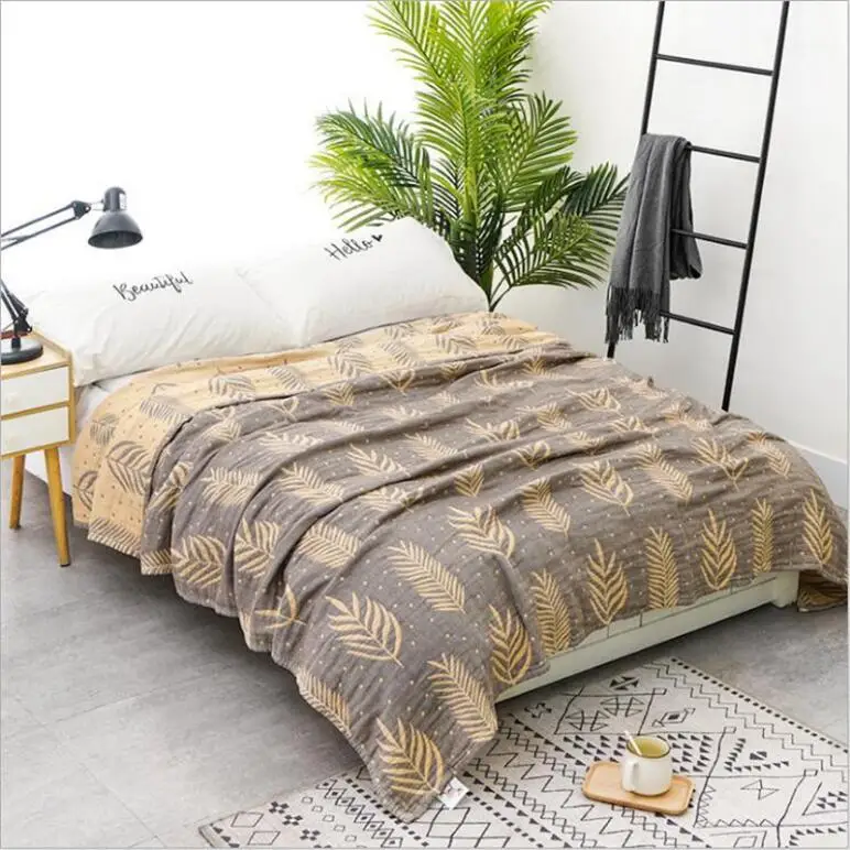 Мягкое бамбуковое Хлопковое одеяло для лета, воздухопроницаемое одеяло, покрывало s для автомобиля, дивана, 4 слоя, 150*200 см, 200*230 см - Цвет: Зеленый
