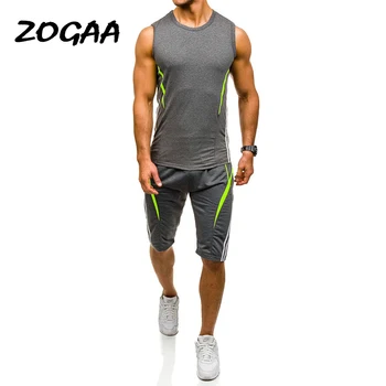 

Zogga 2019 New Brand Men Sets Cotton Top Tank+ Elastic Waist Shorts Summer Casual Sets Boy Skate Tracksuit Gyms Fitness Sets