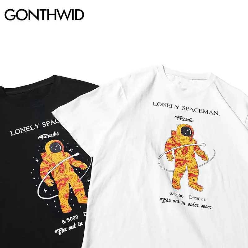 Lonely Spaceman мужские футболки с принтом Harajuku повседневные футболки для повседневной носки мужские модные хип хоп с коротким рукавом