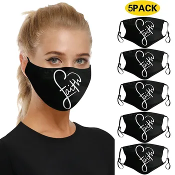 

5PCS Unisex Face Mask Adjustable Windproof Letter Printed Breathable Reusable Haze Pollution Protection Earloops Outdoor Masque