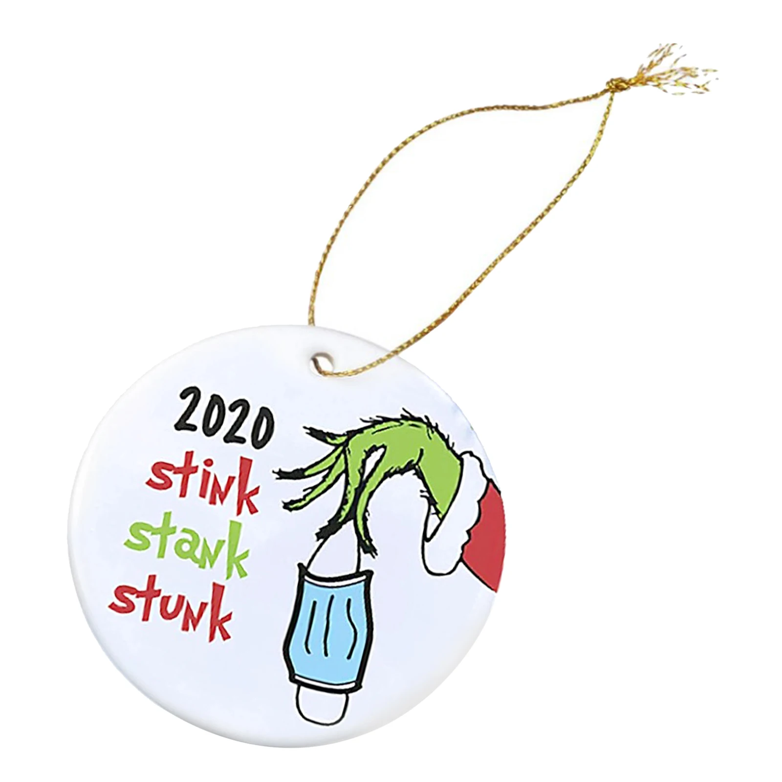 1pc Stink Stank Stunk Ceramic Circle Grinch Hand Xmas Decoration Ornament Gift for Family