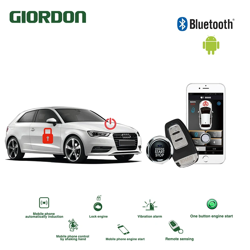 

Universal Keyless Entry PKE Comfort System Android APP Phone Car Alarm Boost Remote Start Car Engine audi a4 b8