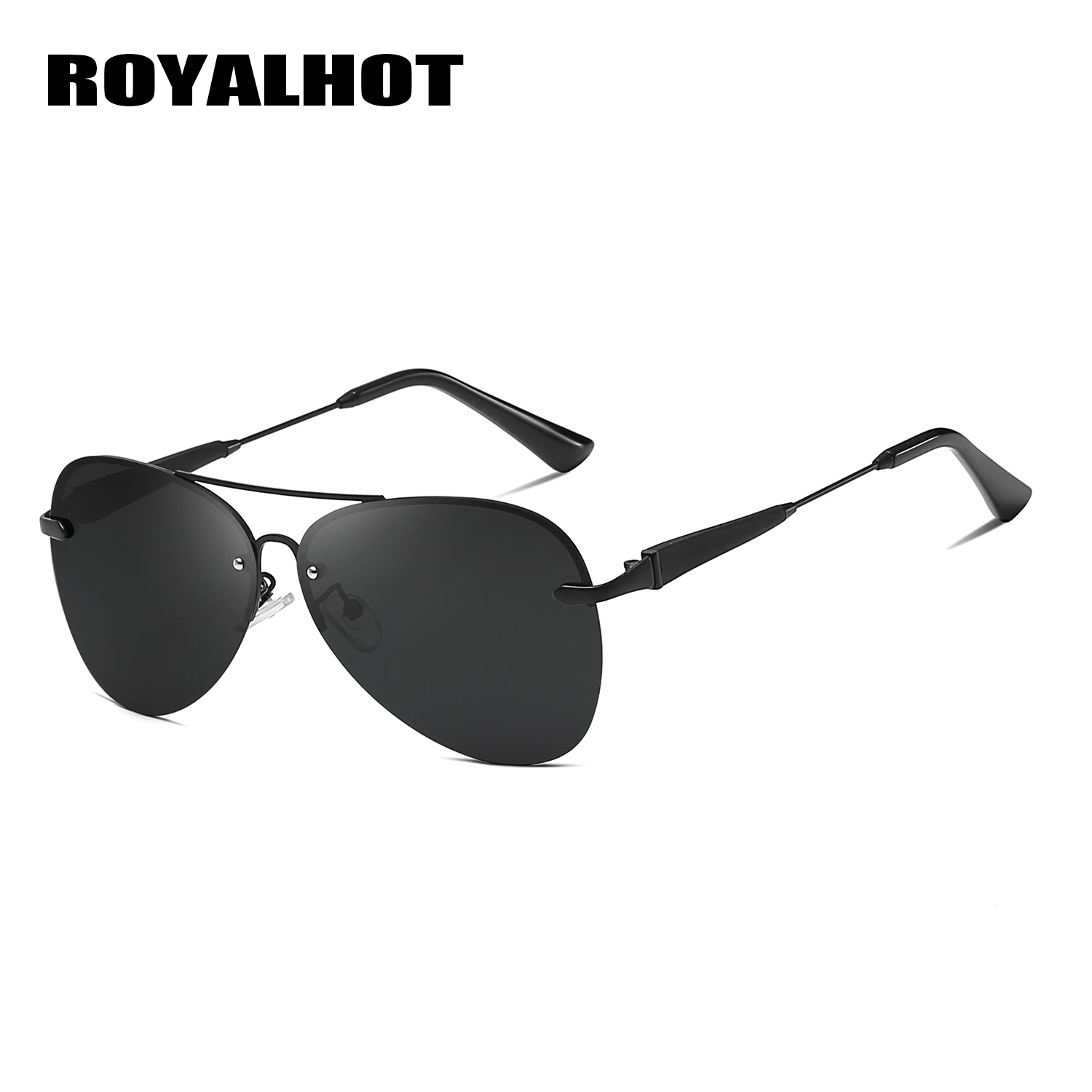 RoyalHot мужские и женские Поляризованные солнечные очки с квадратной оправой из сплава, солнцезащитные очки для вождения, солнцезащитные очки, мужские очки, мужские 900143 - Цвет линз: black