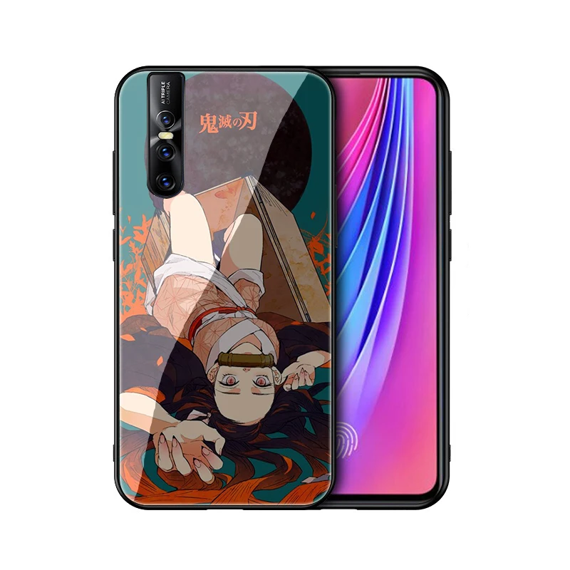 EWAU аниме Kimetsu без Yaiba закаленное Стекло телефон крышка для Vivo V9 Y85 Y89 V15 Y17 Y93 Y95 Y91 Y91C