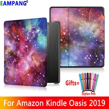 Для Amazon Kindle Oasis чехол с принтом из искусственной кожи Смарт-Спящий флип чехол Funda Coque Capa Shell+ стилус