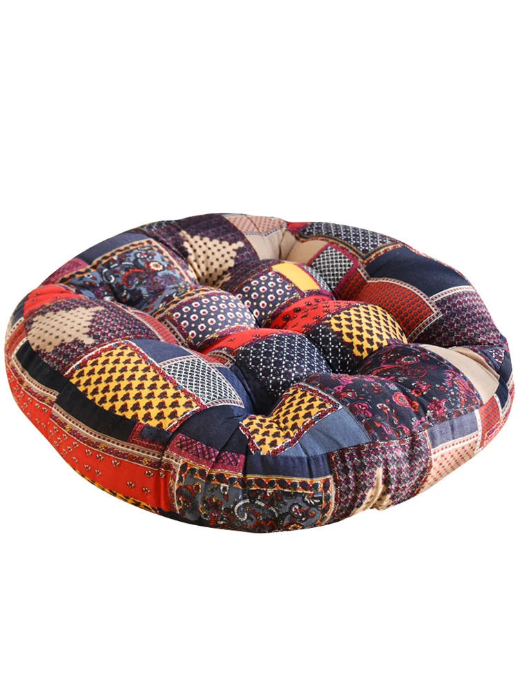 Cotton and Linen Futon Hip Cushion Thick Fabric round Retro Balcony Bay Window Tatami Sill Sitting Floor | Дом и сад